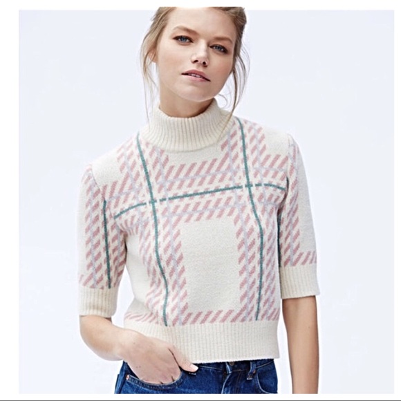 Callahan Sweaters - Callahan Nylon Plaid Elbow Sleeve Crew Sweater